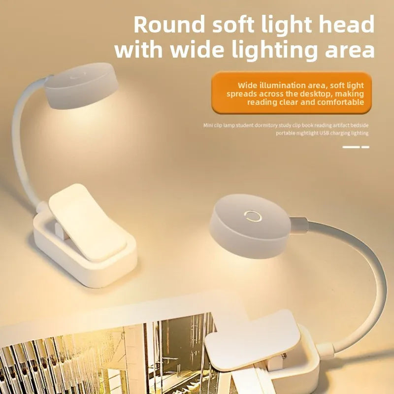 Caddy Co. Rechargeable LED Clip Light - USB Study & Reading Lamp