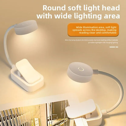 Caddy Co. Rechargeable LED Clip Light - USB Study & Reading Lamp
