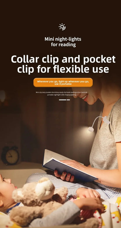 Caddy Co. Rechargeable LED Clip Light - USB Study & Reading Lamp