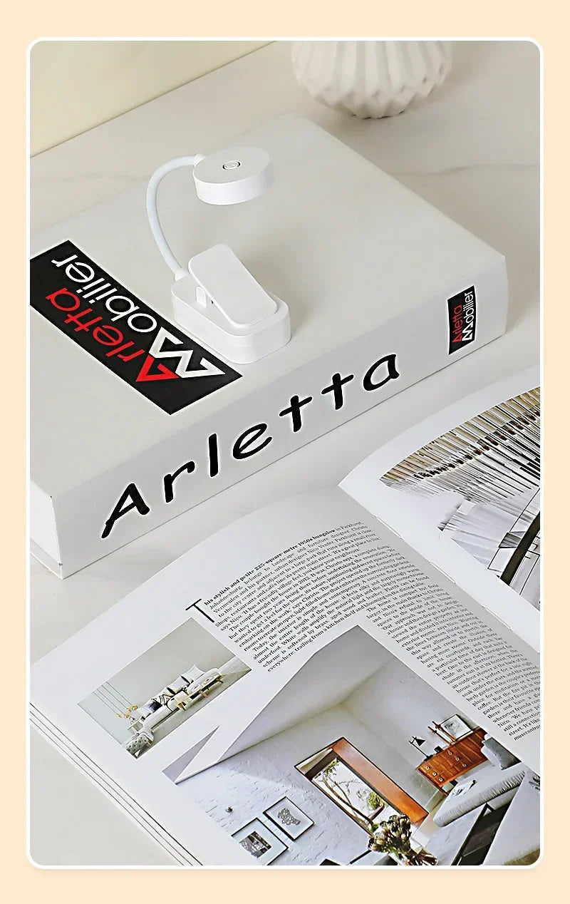 Caddy Co. Rechargeable LED Clip Light - USB Study & Reading Lamp