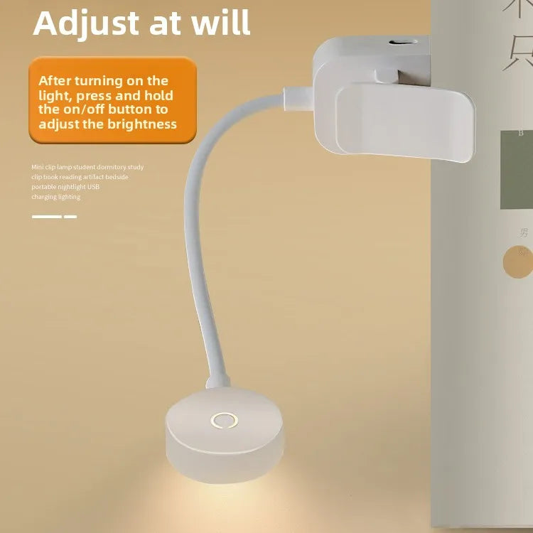 Caddy Co. Rechargeable LED Clip Light - USB Study & Reading Lamp