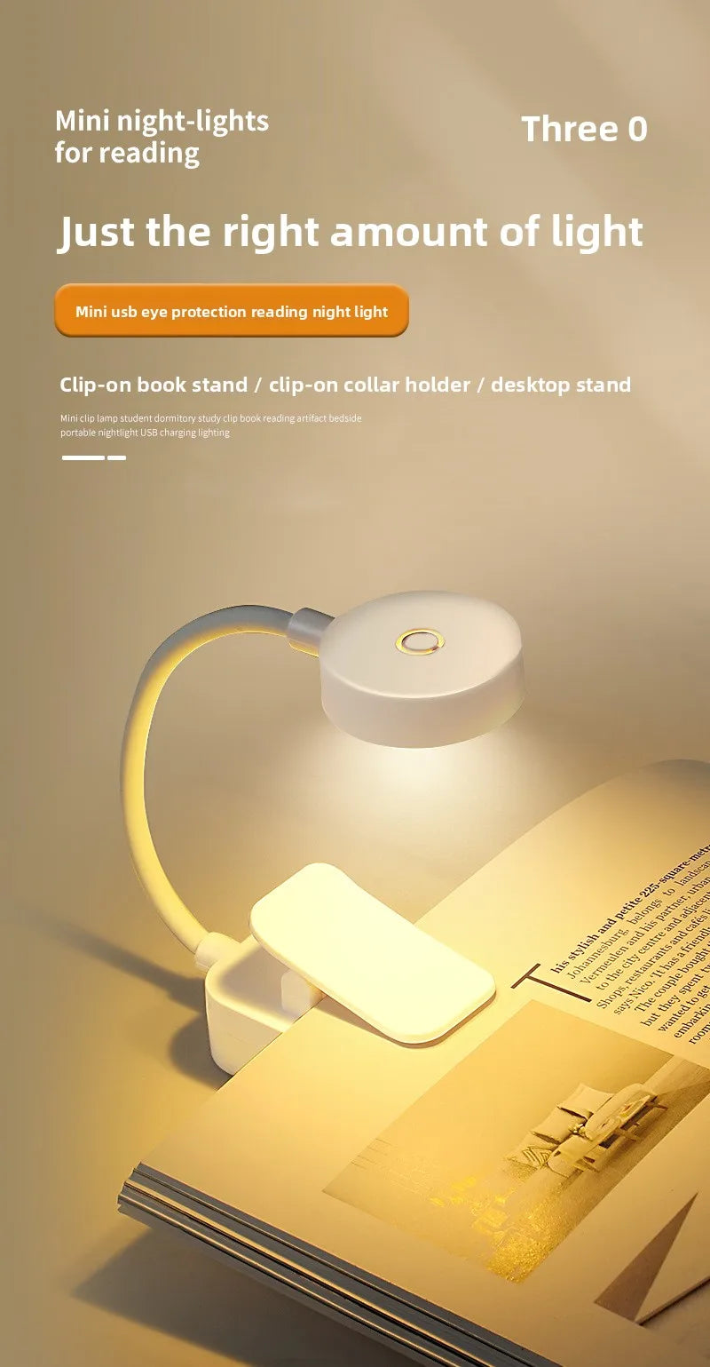 Caddy Co. Rechargeable LED Clip Light - USB Study & Reading Lamp