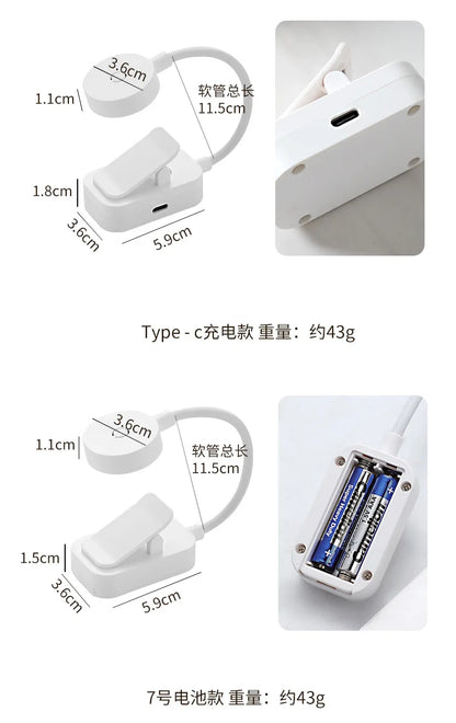 Caddy Co. Rechargeable LED Clip Light - USB Study & Reading Lamp