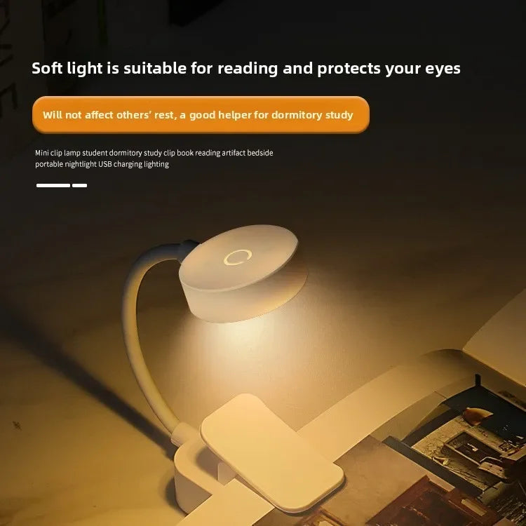 Caddy Co. Rechargeable LED Clip Light - USB Study & Reading Lamp