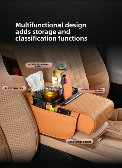 Caddy Co. 4-in-1 Premium Console Organizer - Universal Car Armrest Storage