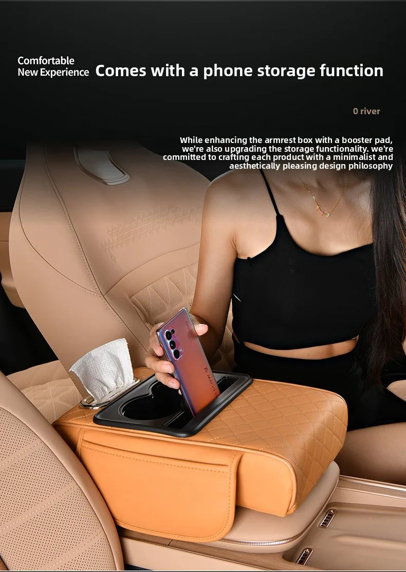 Caddy Co. 4-in-1 Premium Console Organizer - Universal Car Armrest Storage